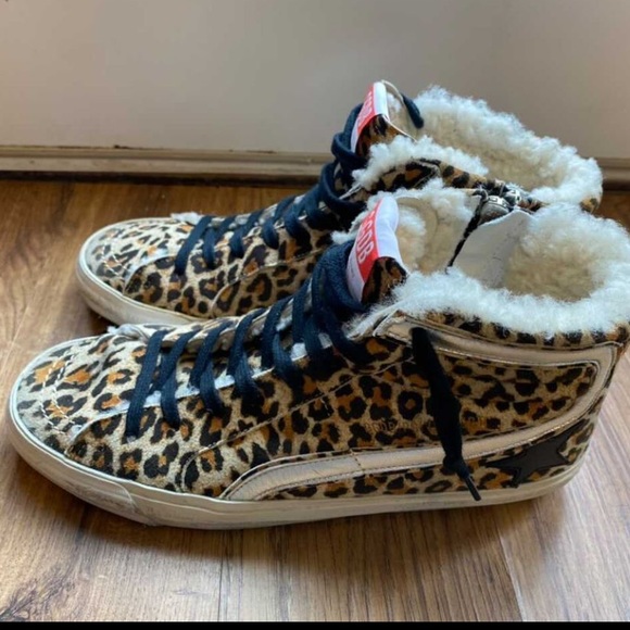 GOLDEN GOOSE SHOPBOP LEOPARD SHERPA SLIDE SNEAKERS EUC SIZE 39 - Picture 2 of 12